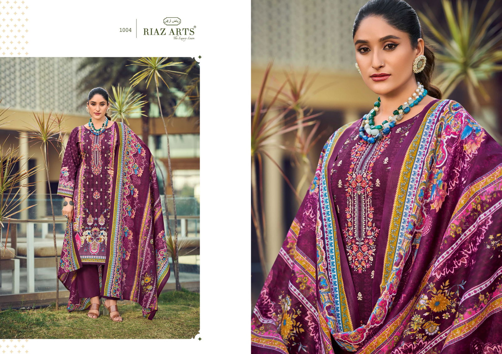 Qurbat By Riaz Arts Karachi Lawn Camric Printed Dress Material Online Wholesale